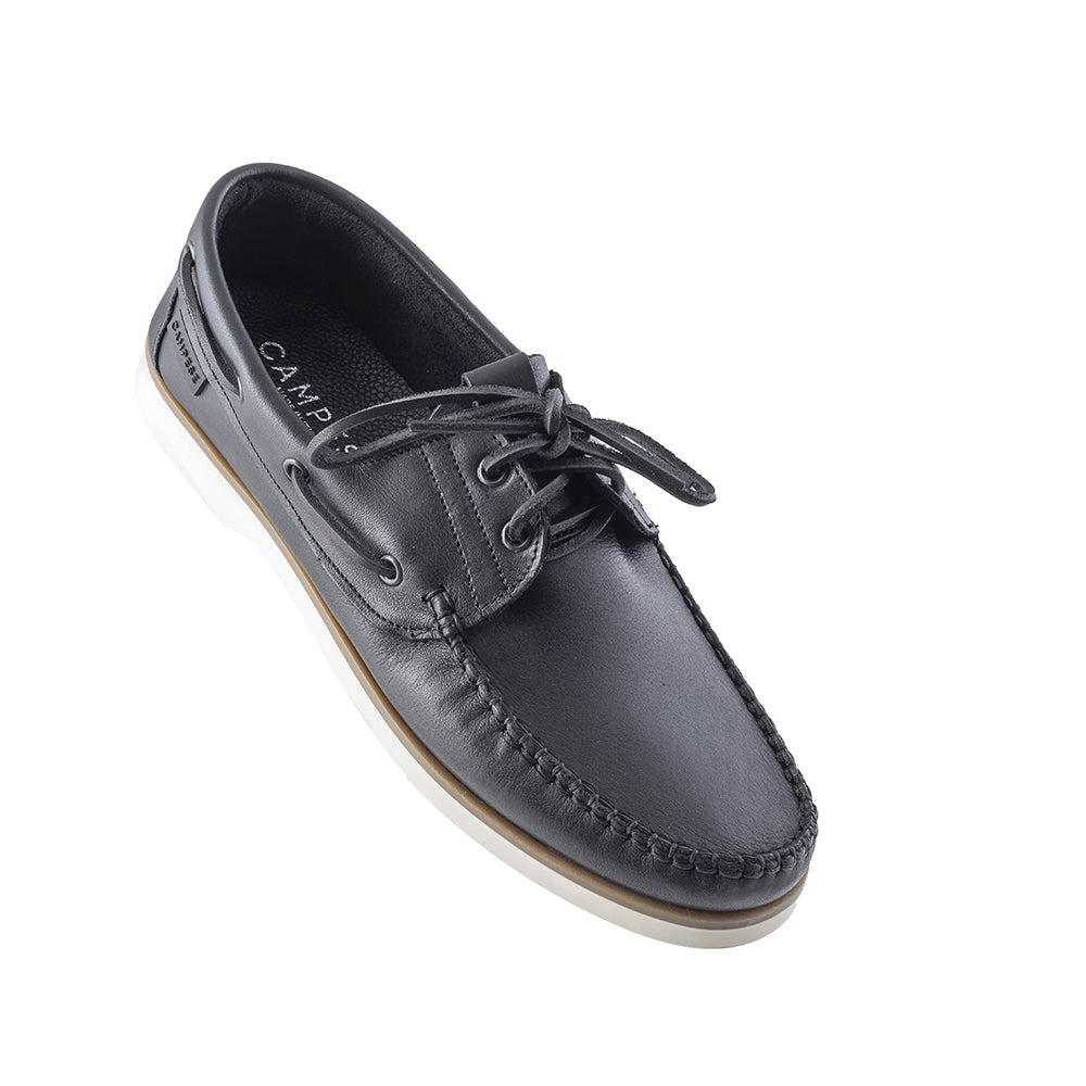 Black Leather Boat Loafers