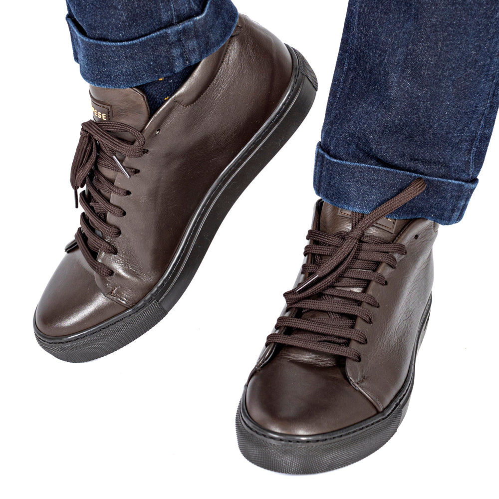 Dark brown leather sneakers