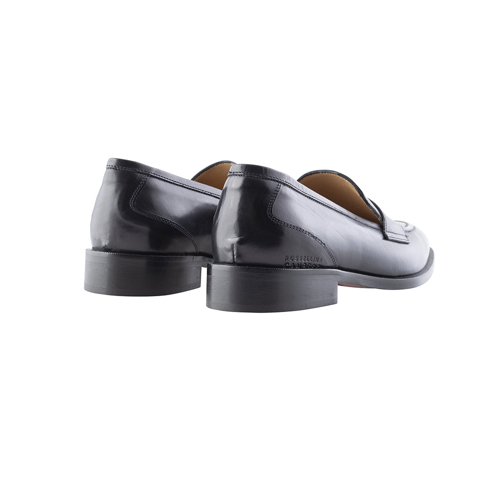 Women's black leather loafers