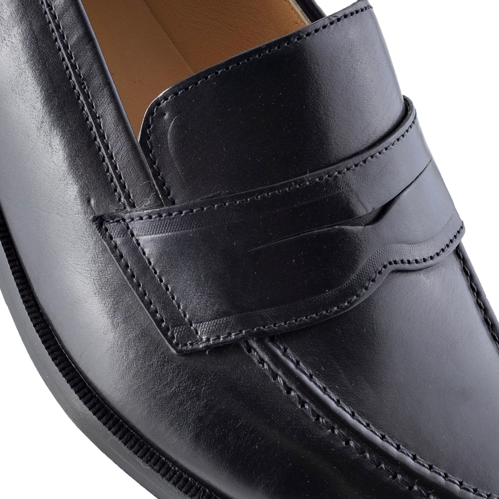 Women's black leather loafers