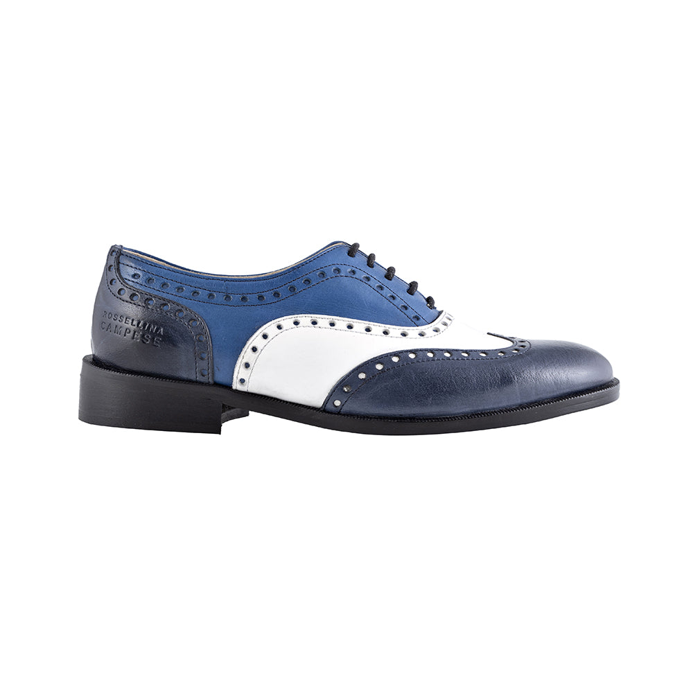 Blue and white Brogue shoes