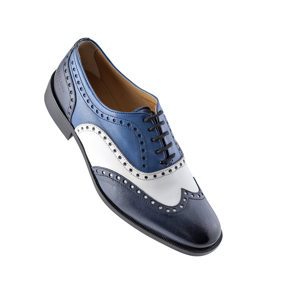 Blue and white Brogue shoes