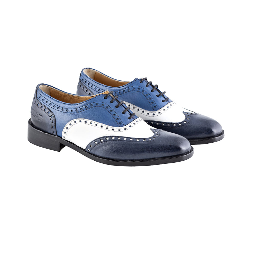 Blue and white Brogue shoes