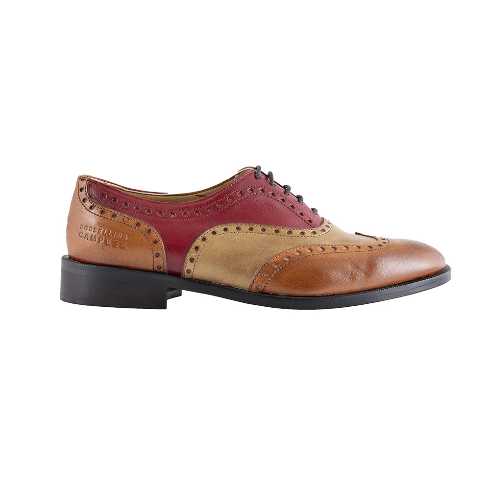 Women's brown and red leather brogues shoes 