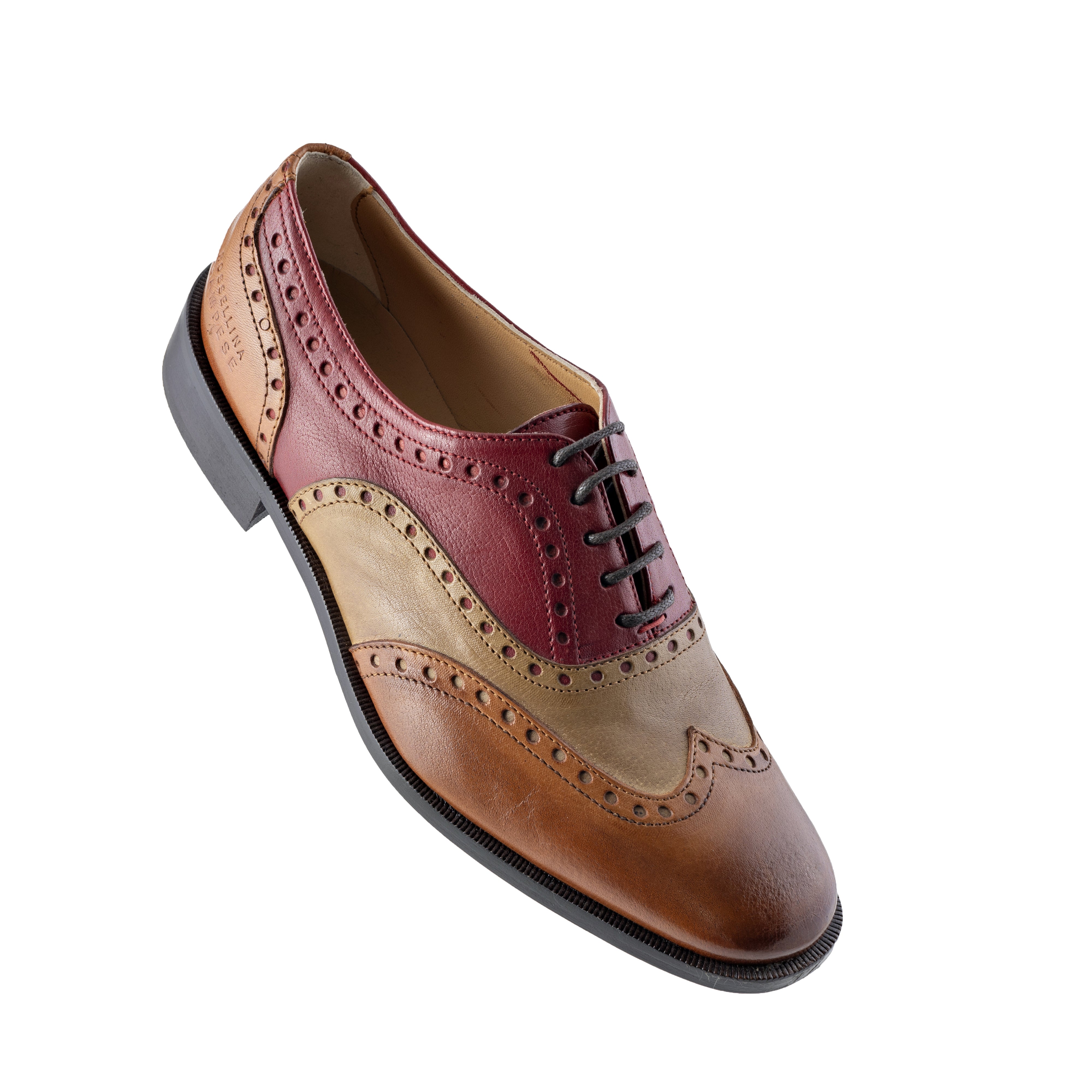 Women's brown and red leather brogues shoes 