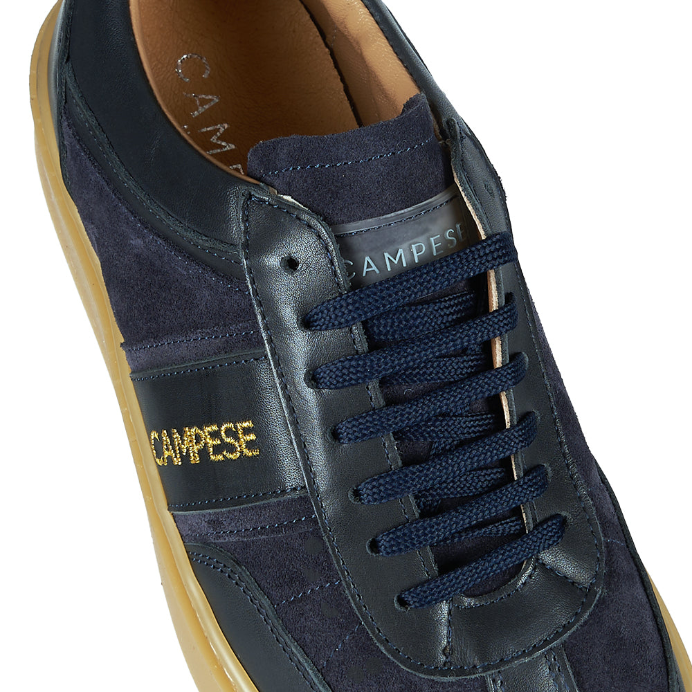 Baskets en cuir et daim bleu