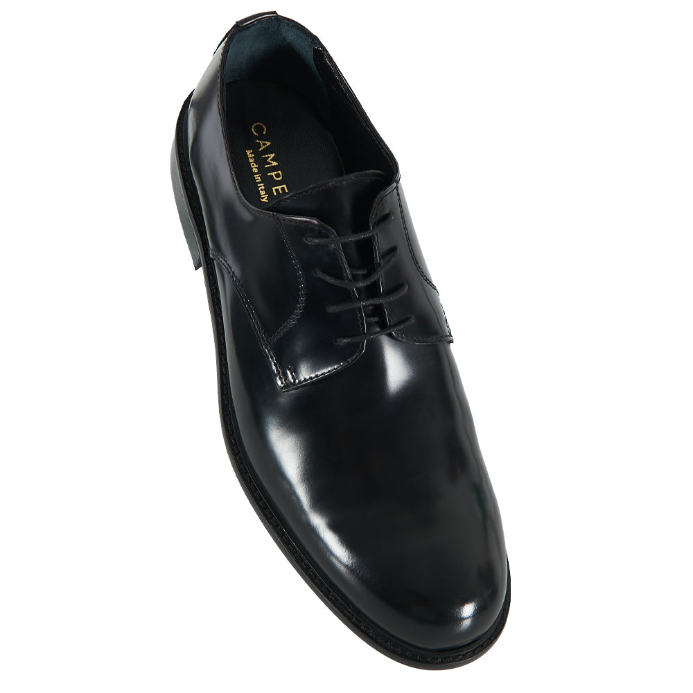 Derby elegante cerimonia in pelle liscia nera