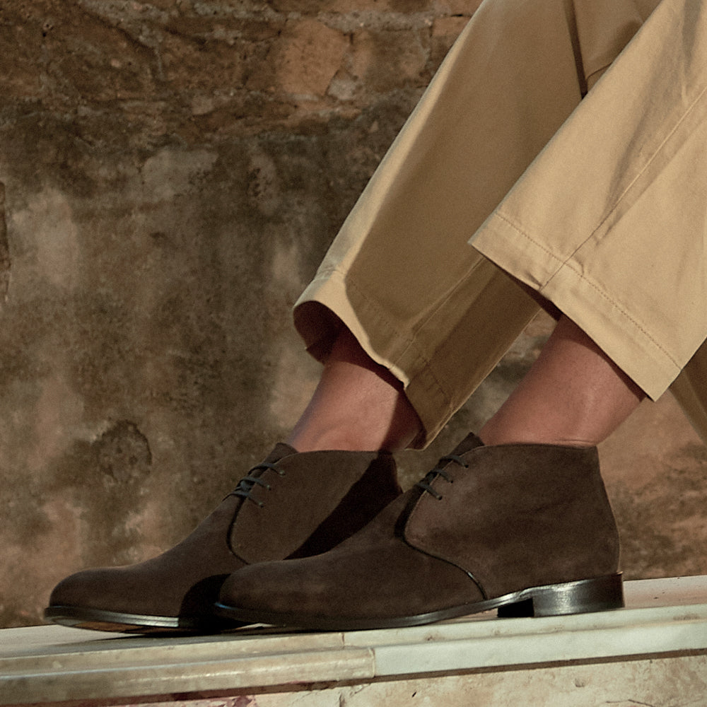 Polacchino Chukka Boot in Camoscio Morbido Testa di moro