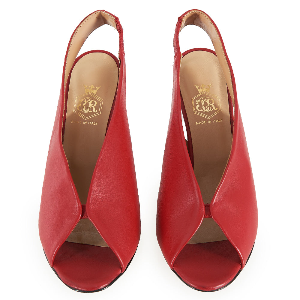 Décolleté elegante fasciato in pelle rossa