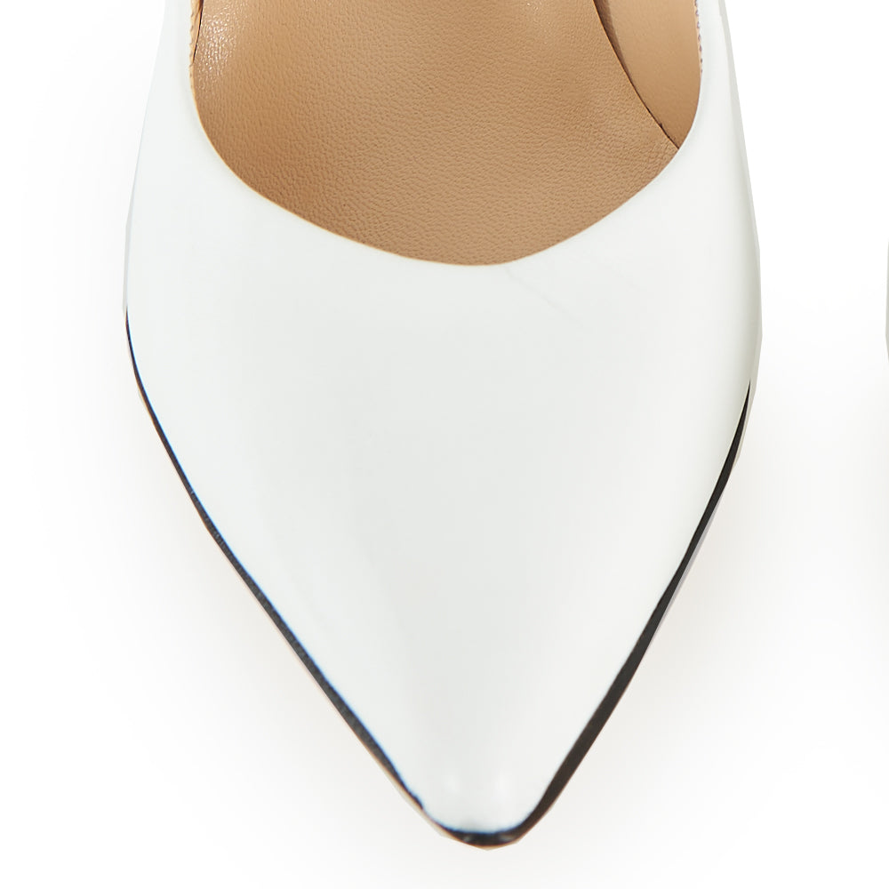 Décolleté in pelle bianca