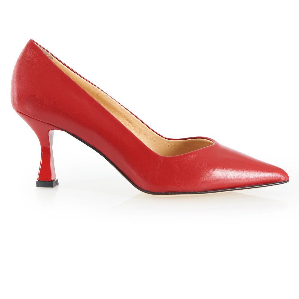 Décolleté in pelle rossa