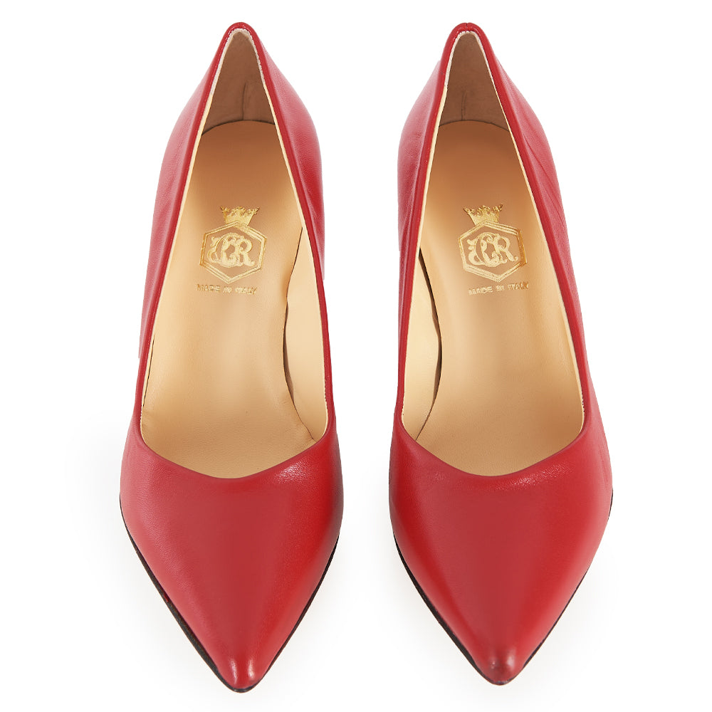 Décolleté in pelle rossa