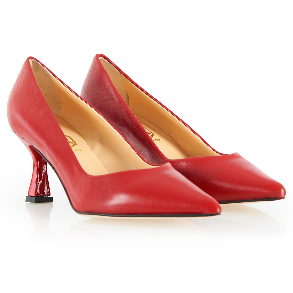 Décolleté in pelle rossa
