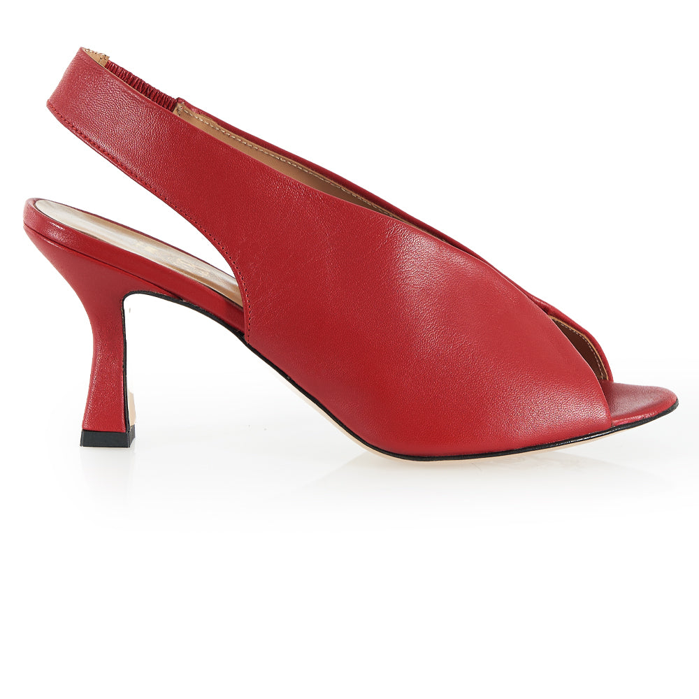 Décolleté elegante fasciato in pelle rossa