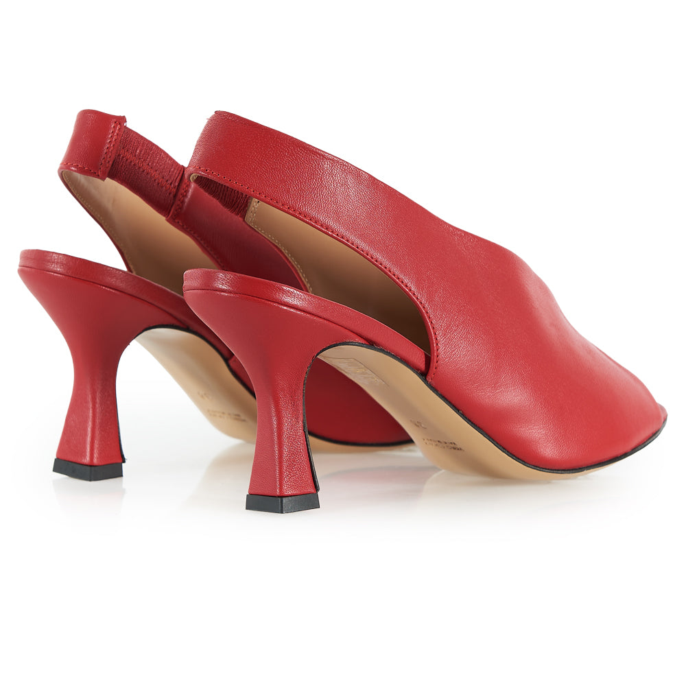 Décolleté elegante fasciato in pelle rossa