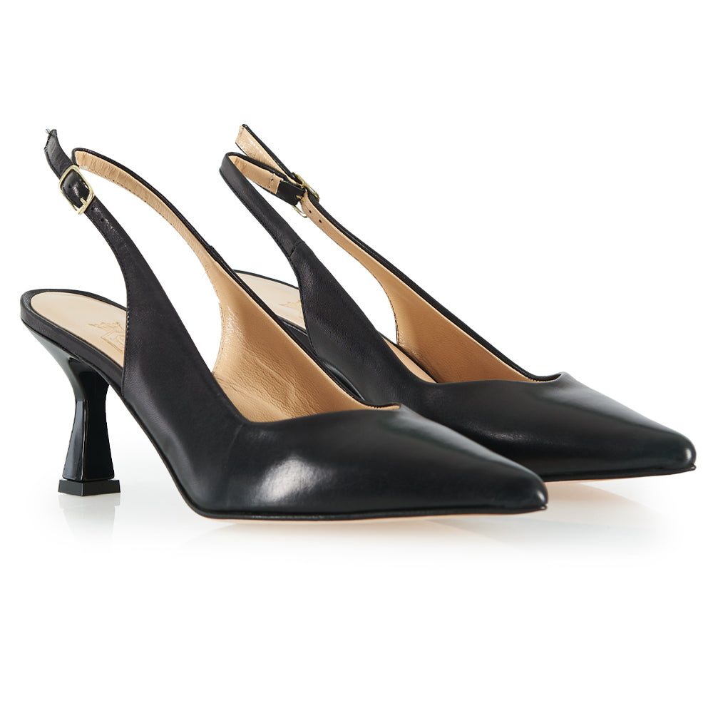 Décolleté slingback in pelle nera