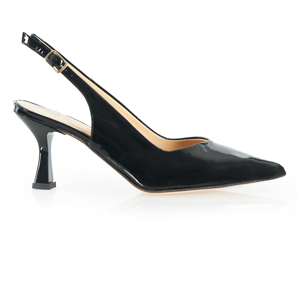 Décolleté slingback in pelle vernice nera