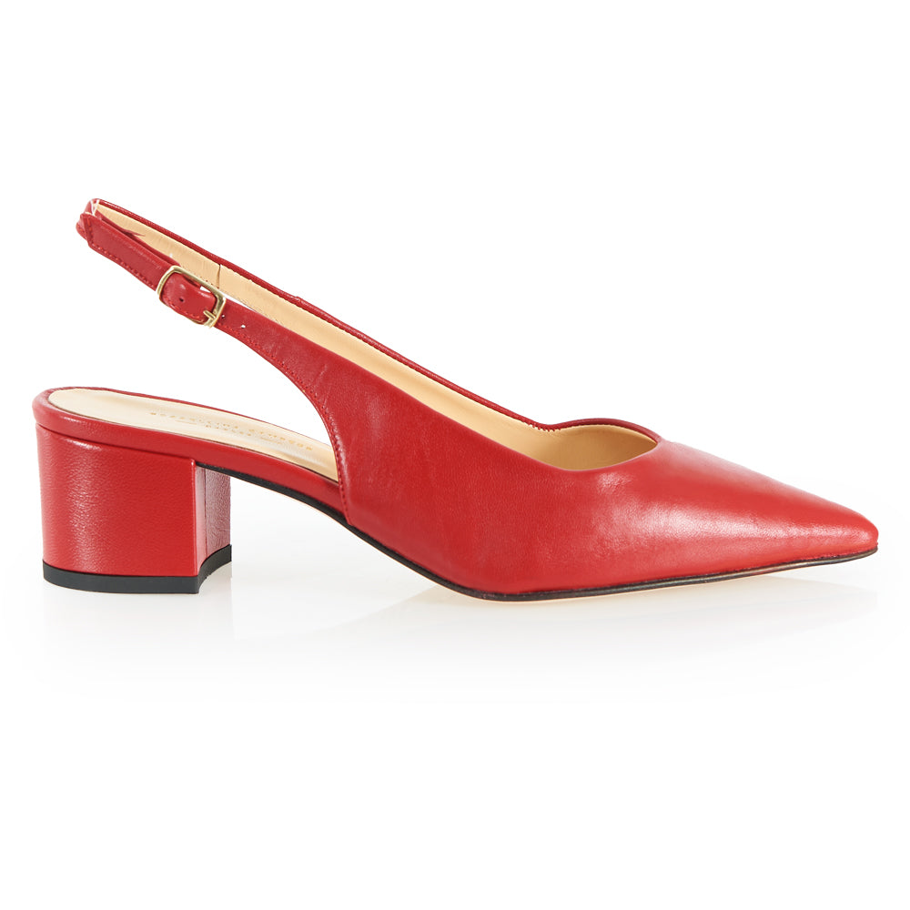Slingback in pelle rossa tacco basso