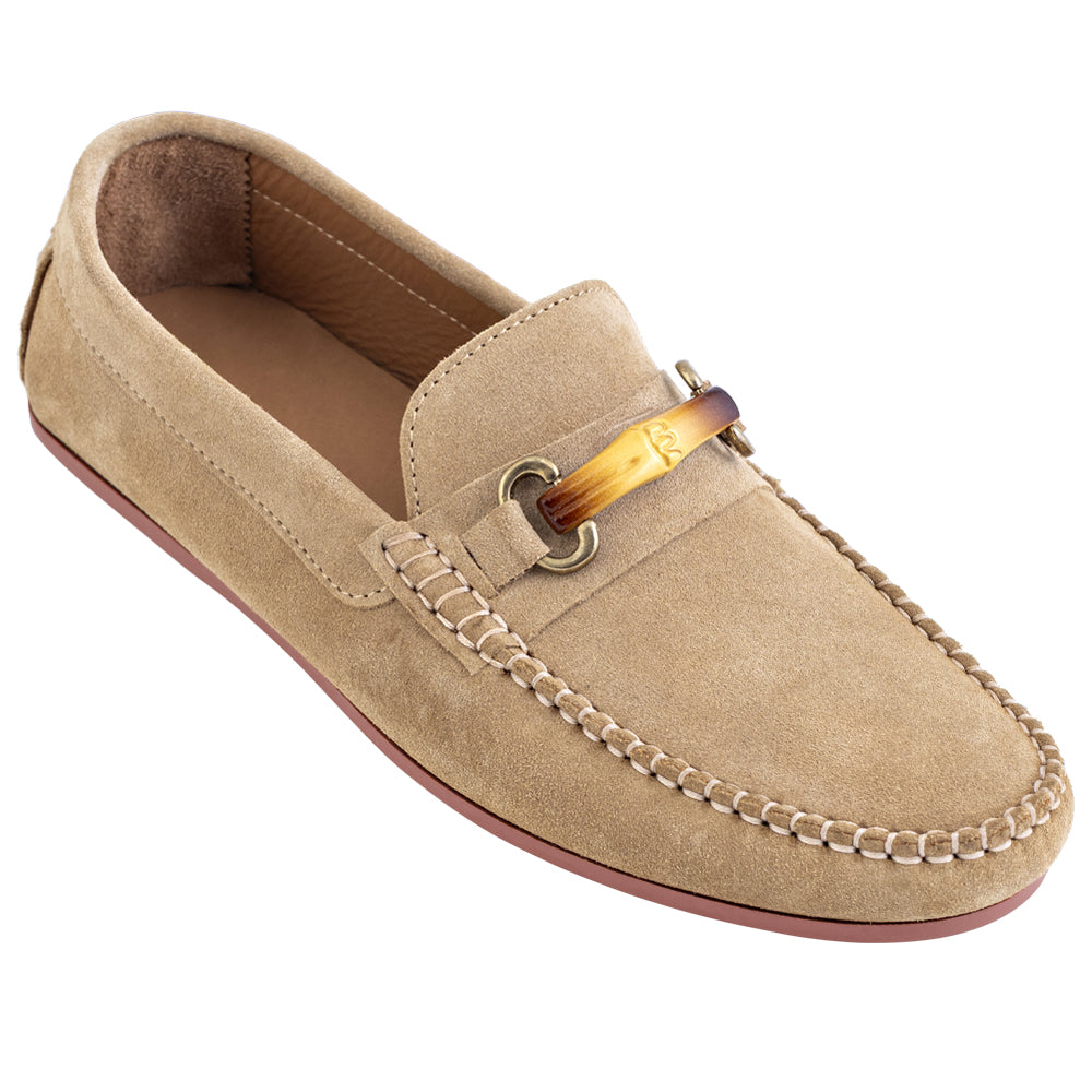 Mocassini driver in pelle scamosciata beige
