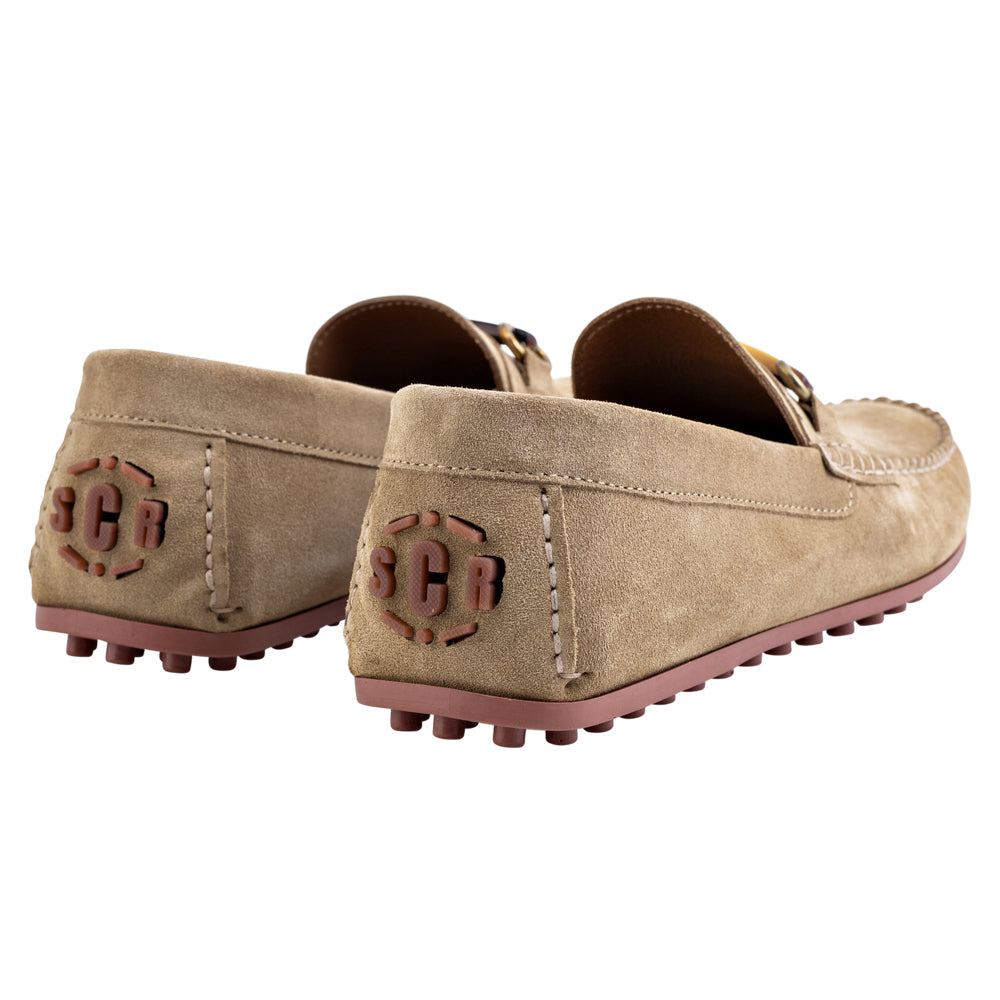 Mocassini driver in pelle scamosciata beige