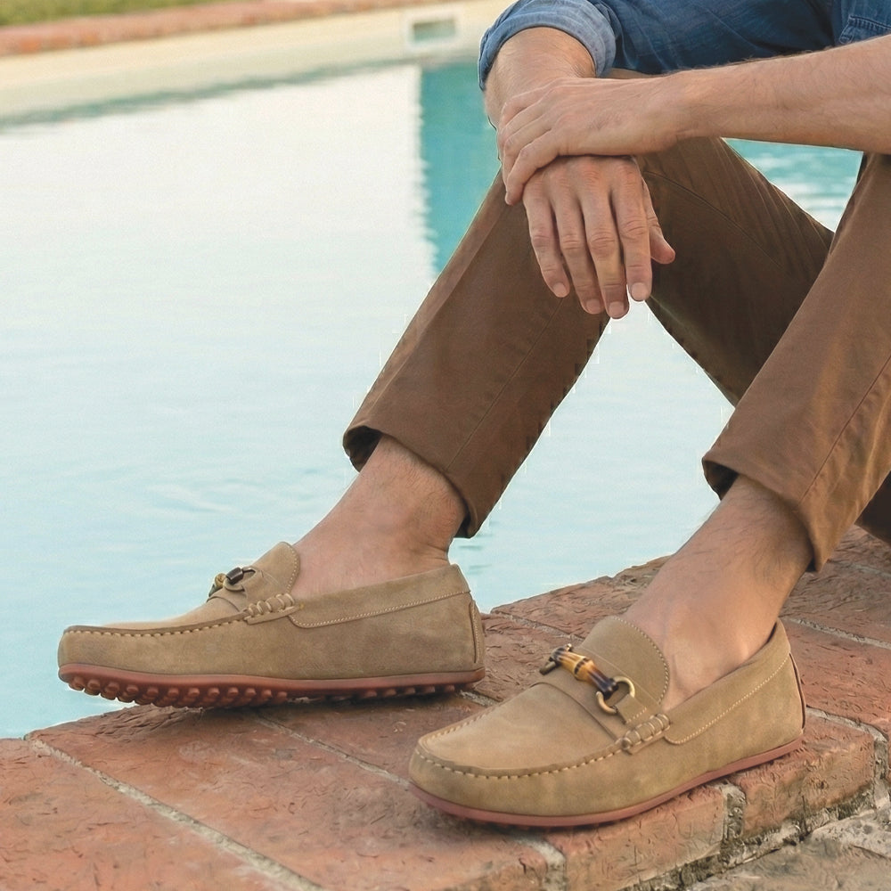 Mocassins en daim beige