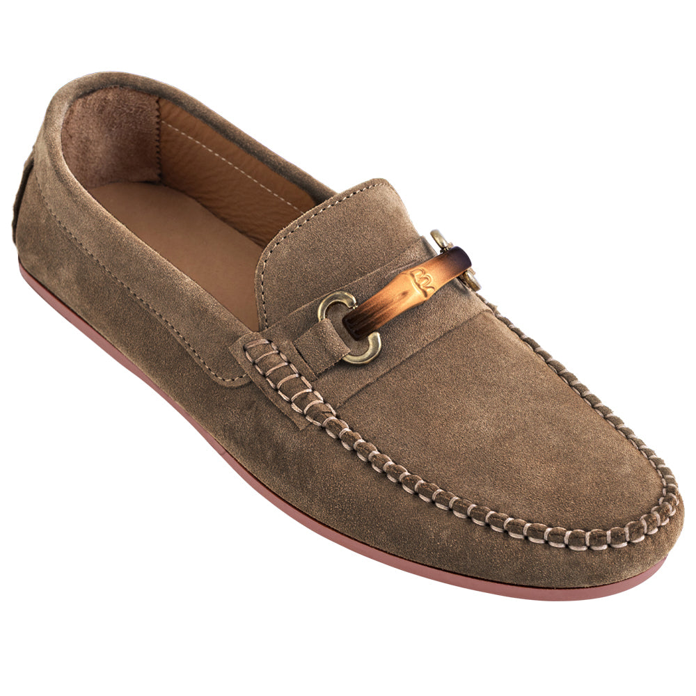 Mocassini driver in pelle scamosciata taupe