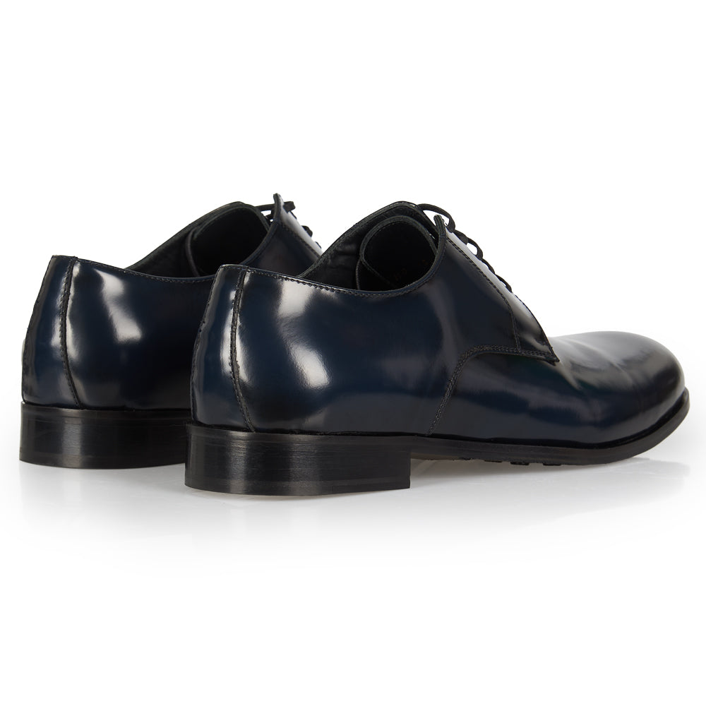 Derby elegante in pelle abrasivata blu