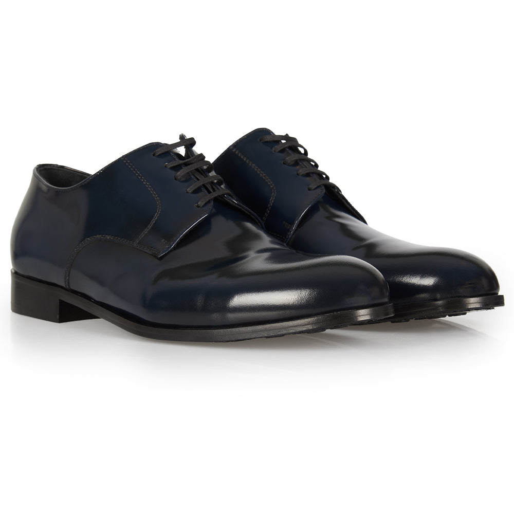 Derby elegante in pelle abrasivata blu