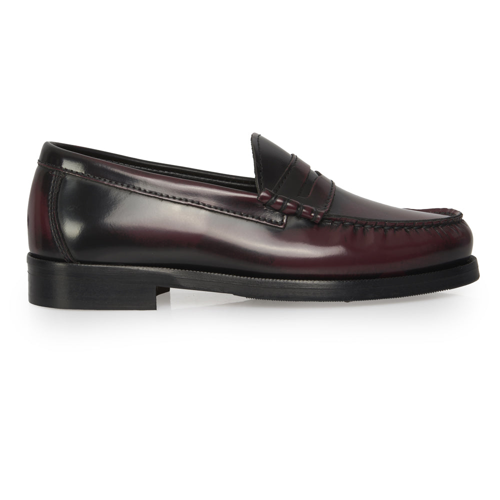 Mocassino Donna Penny Loafer in Pelle Bordeaux Sfumata – cuciture a mano