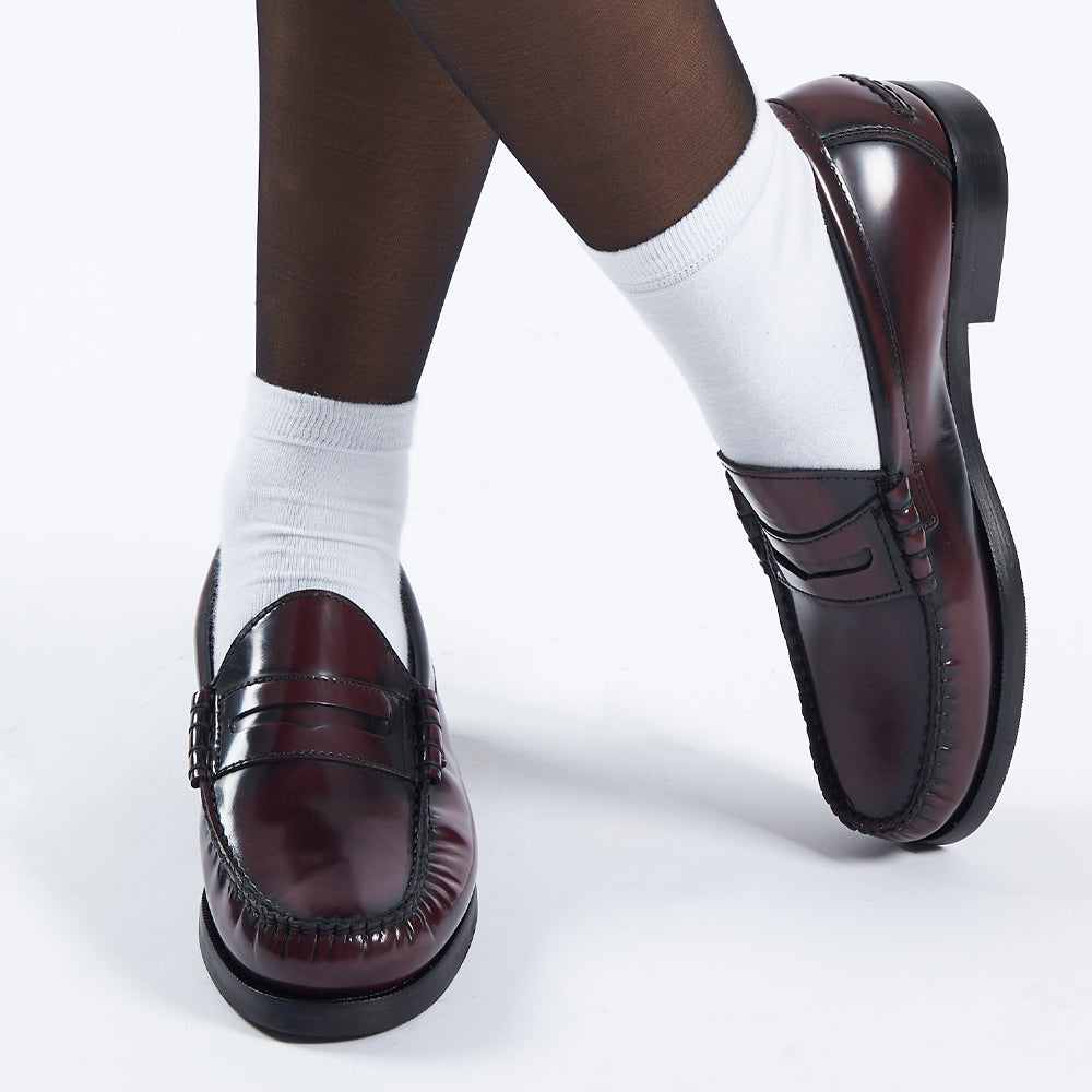 Mocassino Donna Penny Loafer in Pelle Bordeaux Sfumata – cuciture a mano