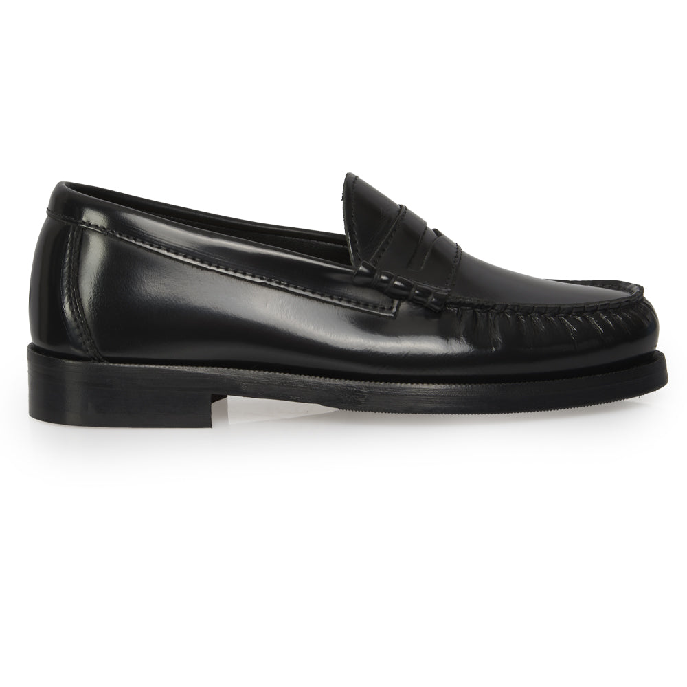 Mocassino Penny Loafer in Pelle Nera – cuciture a mano