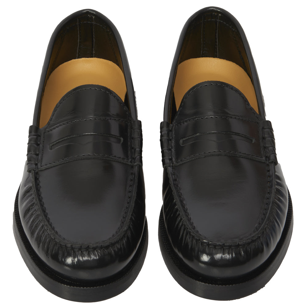 Mocassino Penny Loafer in Pelle Nera – cuciture a mano
