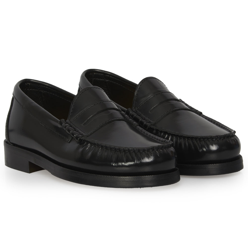 Mocassino Penny Loafer in Pelle Nera – cuciture a mano