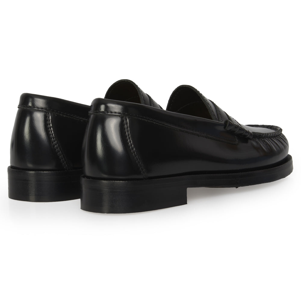Mocassino Penny Loafer in Pelle Nera – cuciture a mano