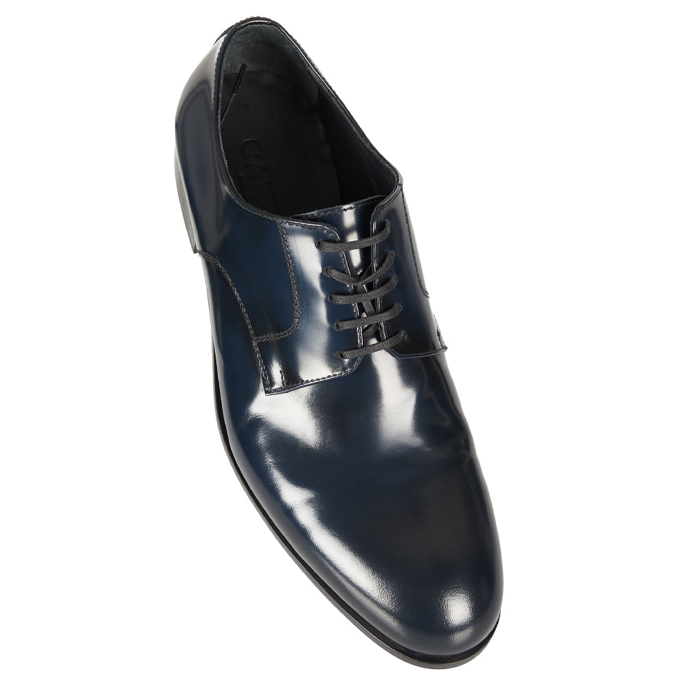 Elegant Derby in blue brushed leather