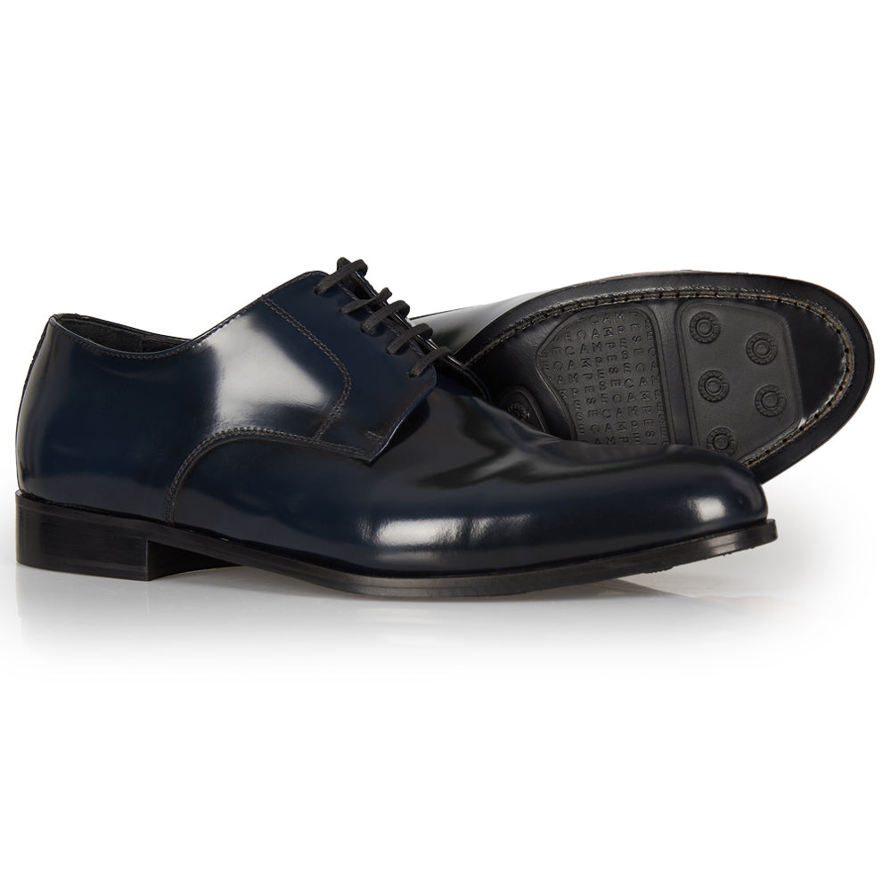 Elegant Derby in blue brushed leather