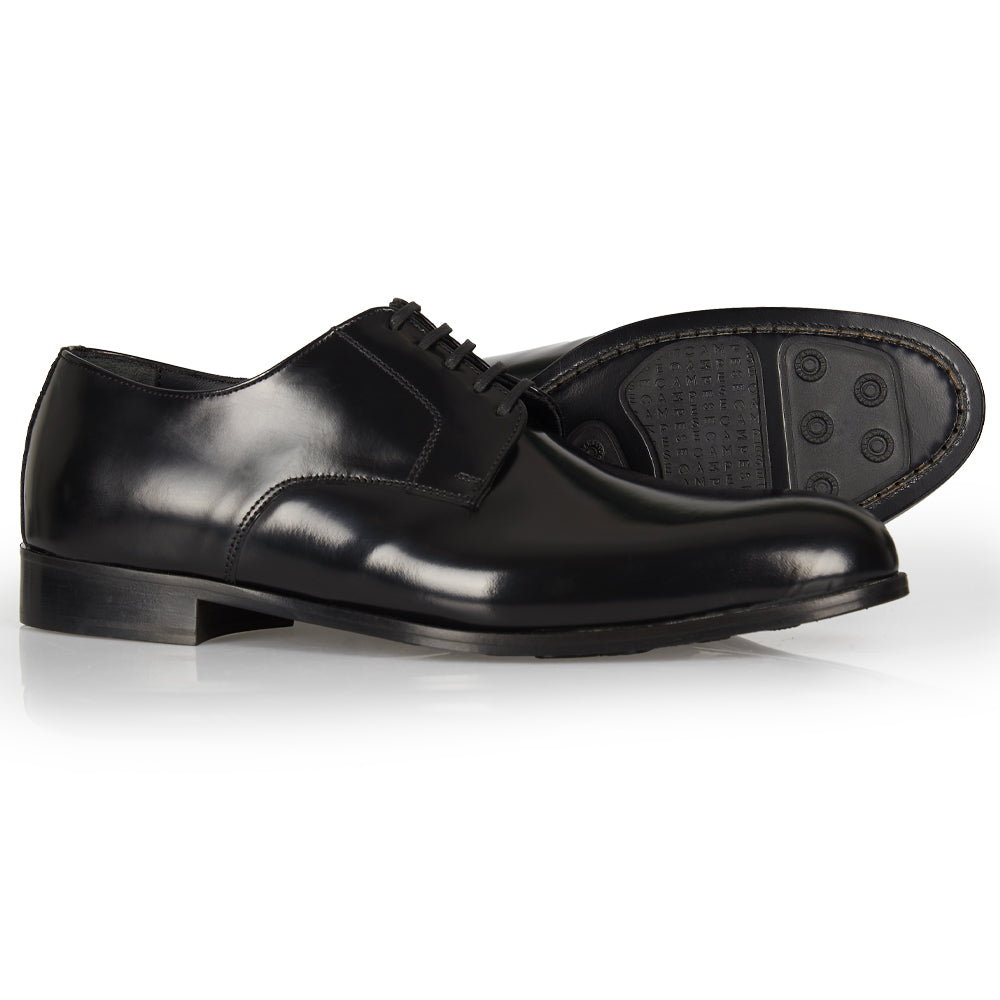 Derby élégante en cuir noir brossé