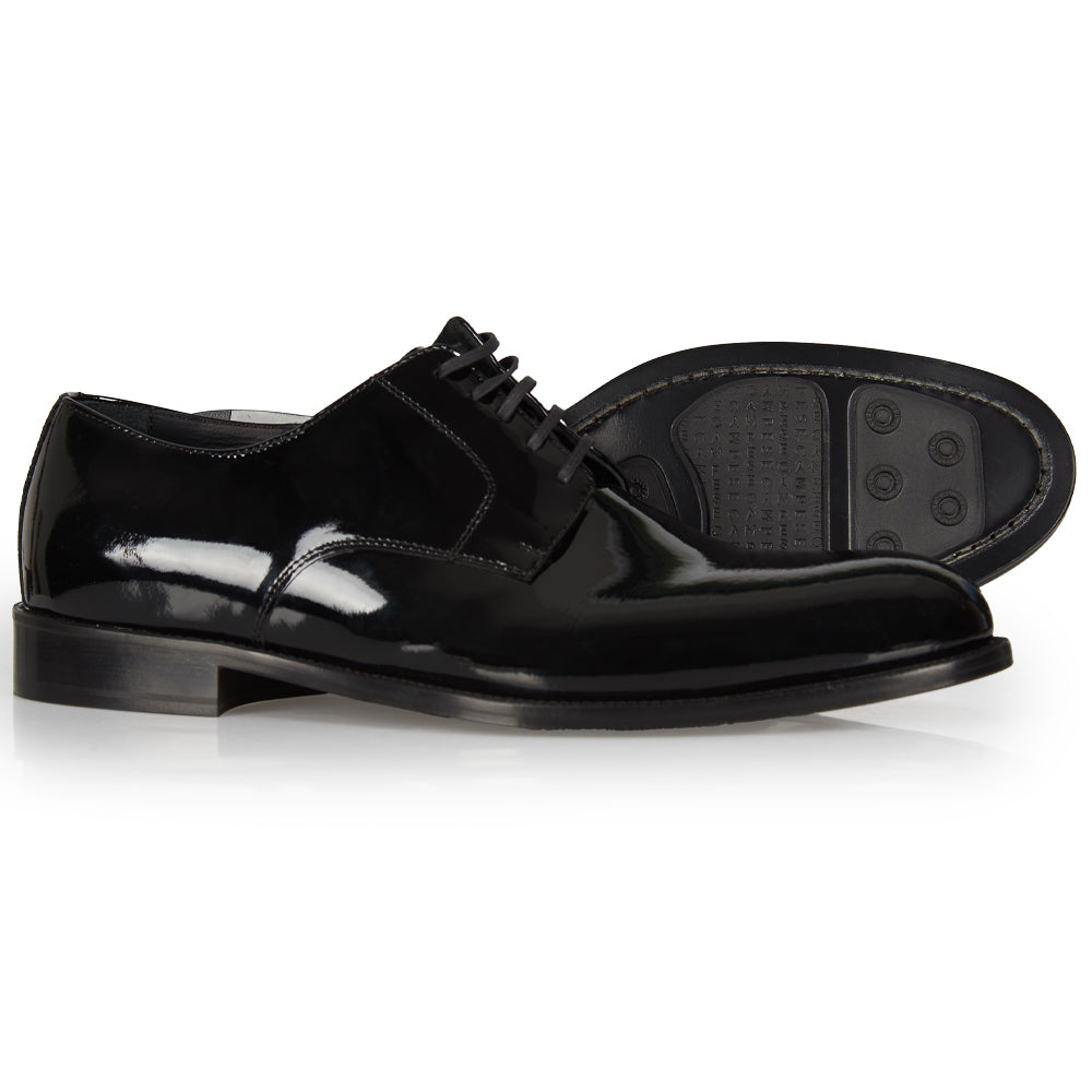 derby élégant en cuir verni noir