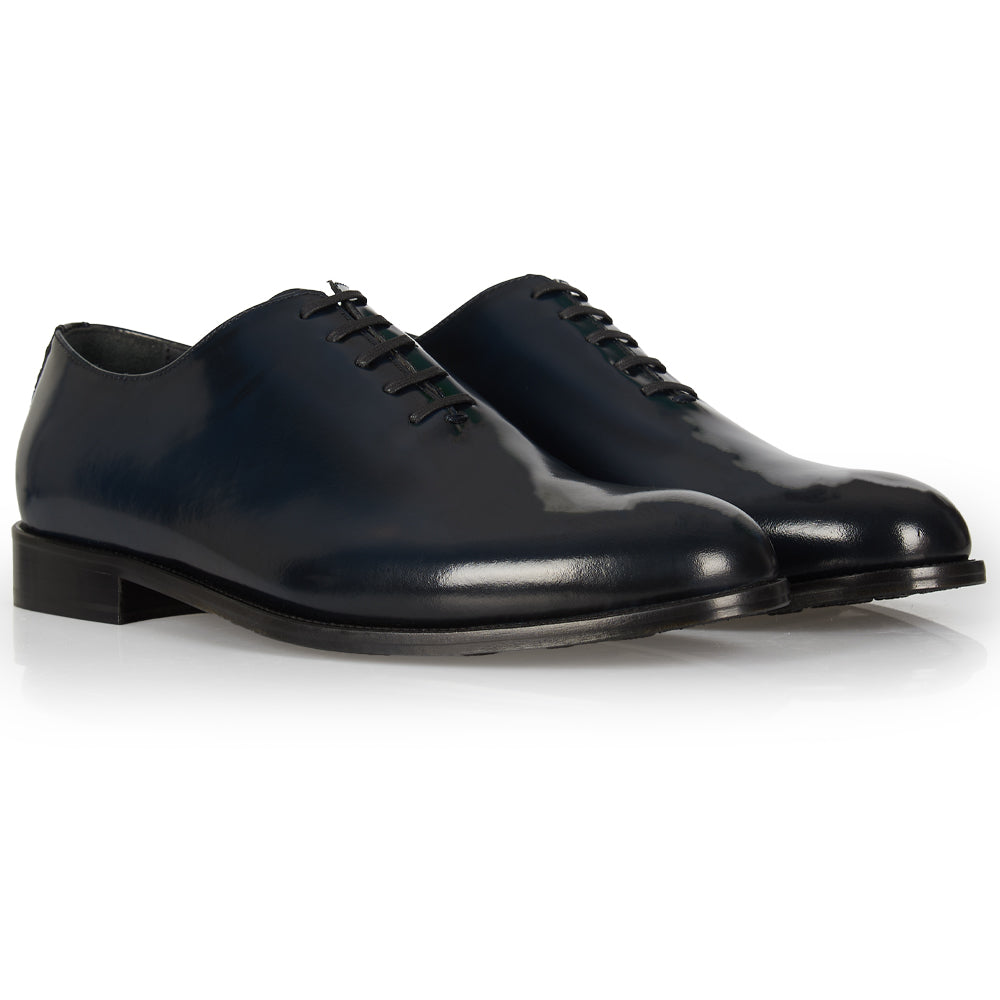 Richelieu in blue abrasive leather