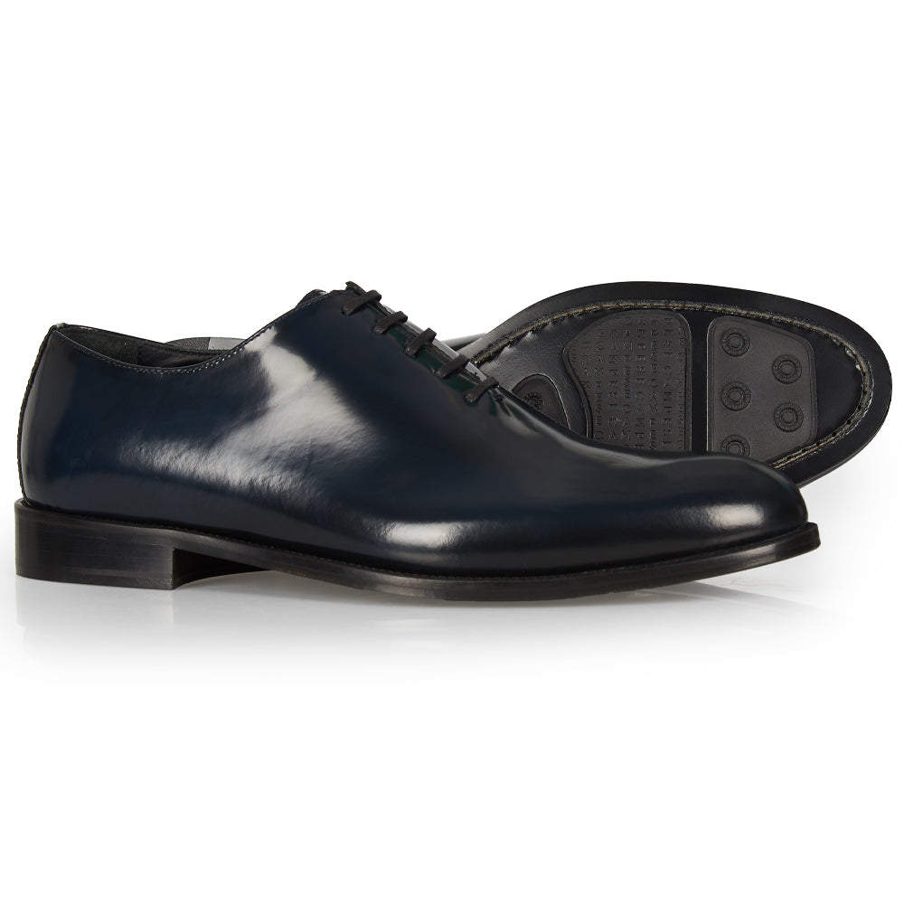 Richelieu in blue abrasive leather