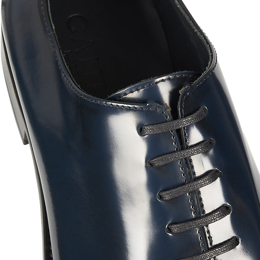 Richelieu in blue abrasive leather