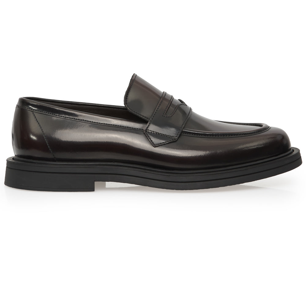 Mocassino Penny Loafer in Pelle Spazzolata Bordeaux