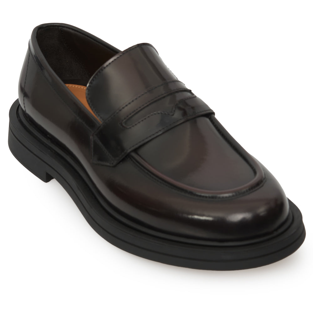 Mocassino Penny Loafer in Pelle Spazzolata Bordeaux