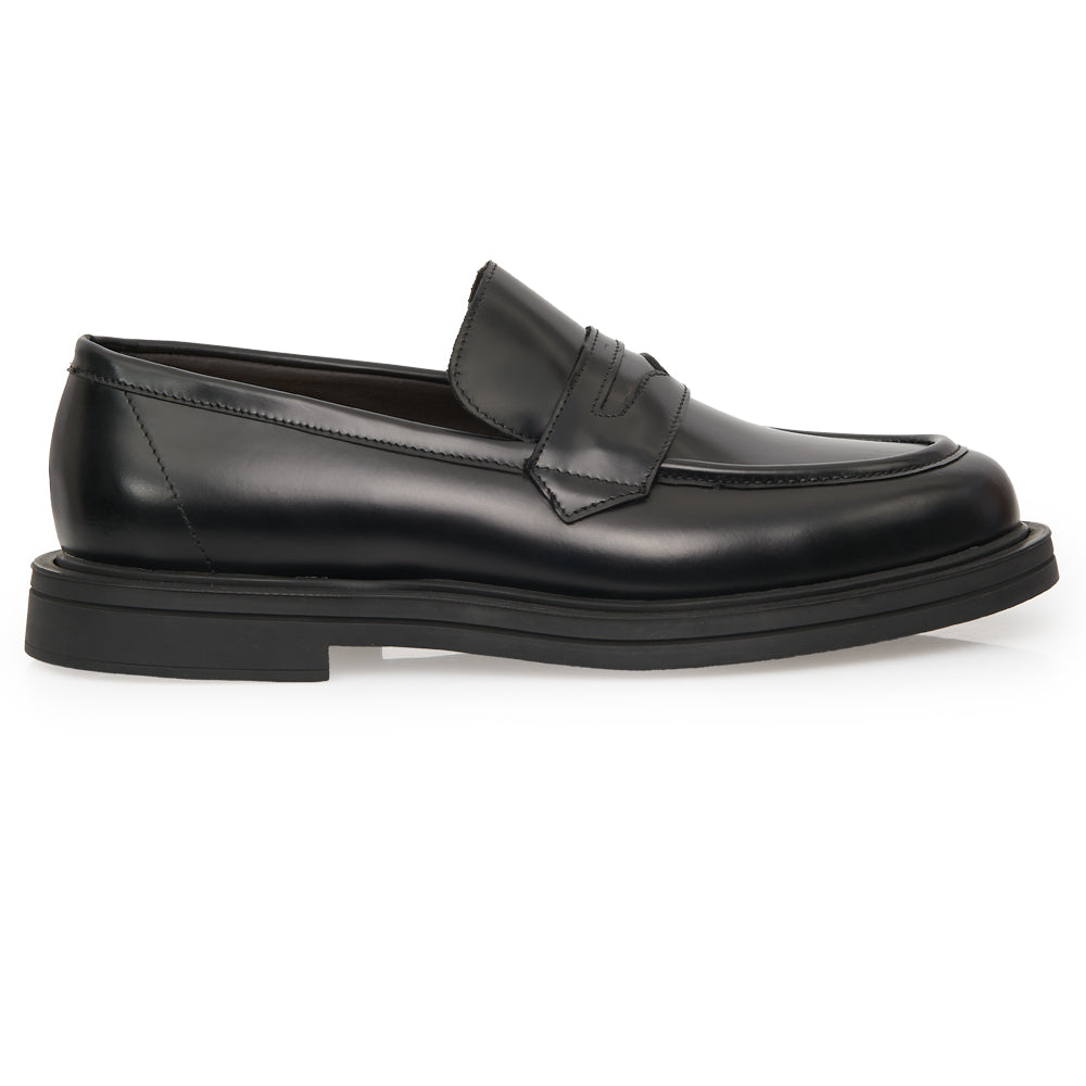 Mocassino Penny Loafer in Pelle Spazzolata Nera