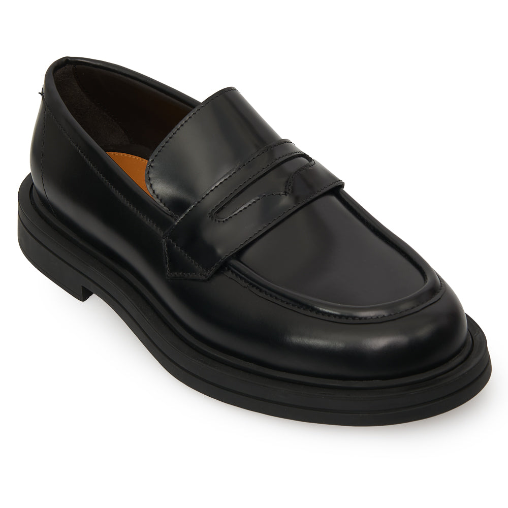 Mocassino Penny Loafer in Pelle Spazzolata Nera