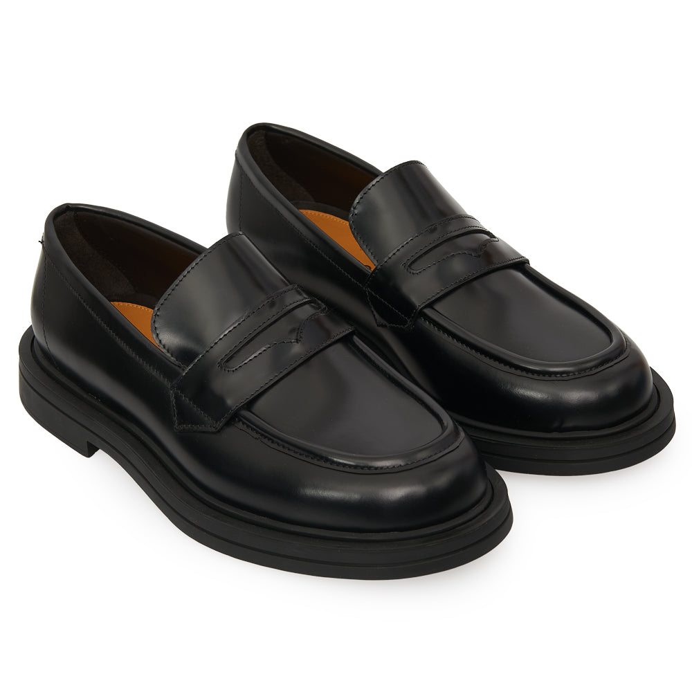 Mocassino Penny Loafer in Pelle Spazzolata Nera