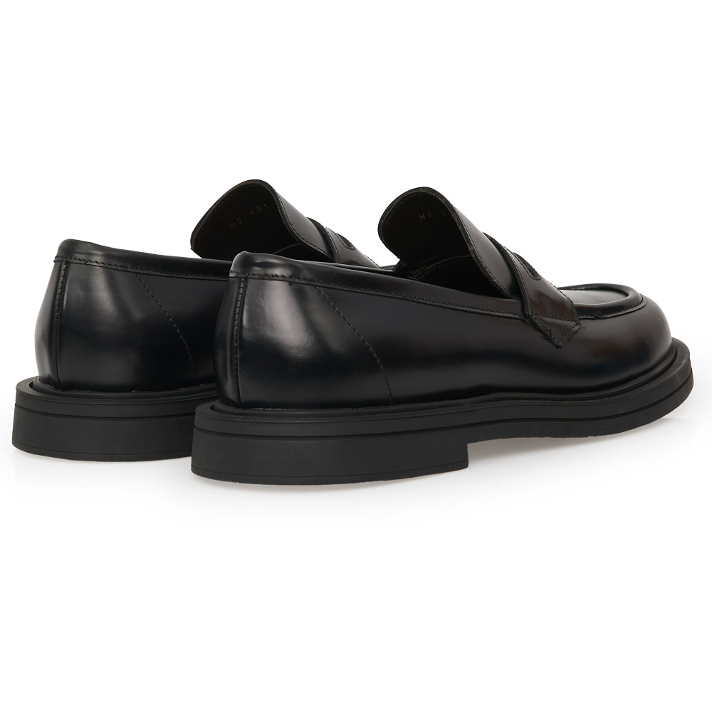 Mocassino Penny Loafer in Pelle Spazzolata Nera