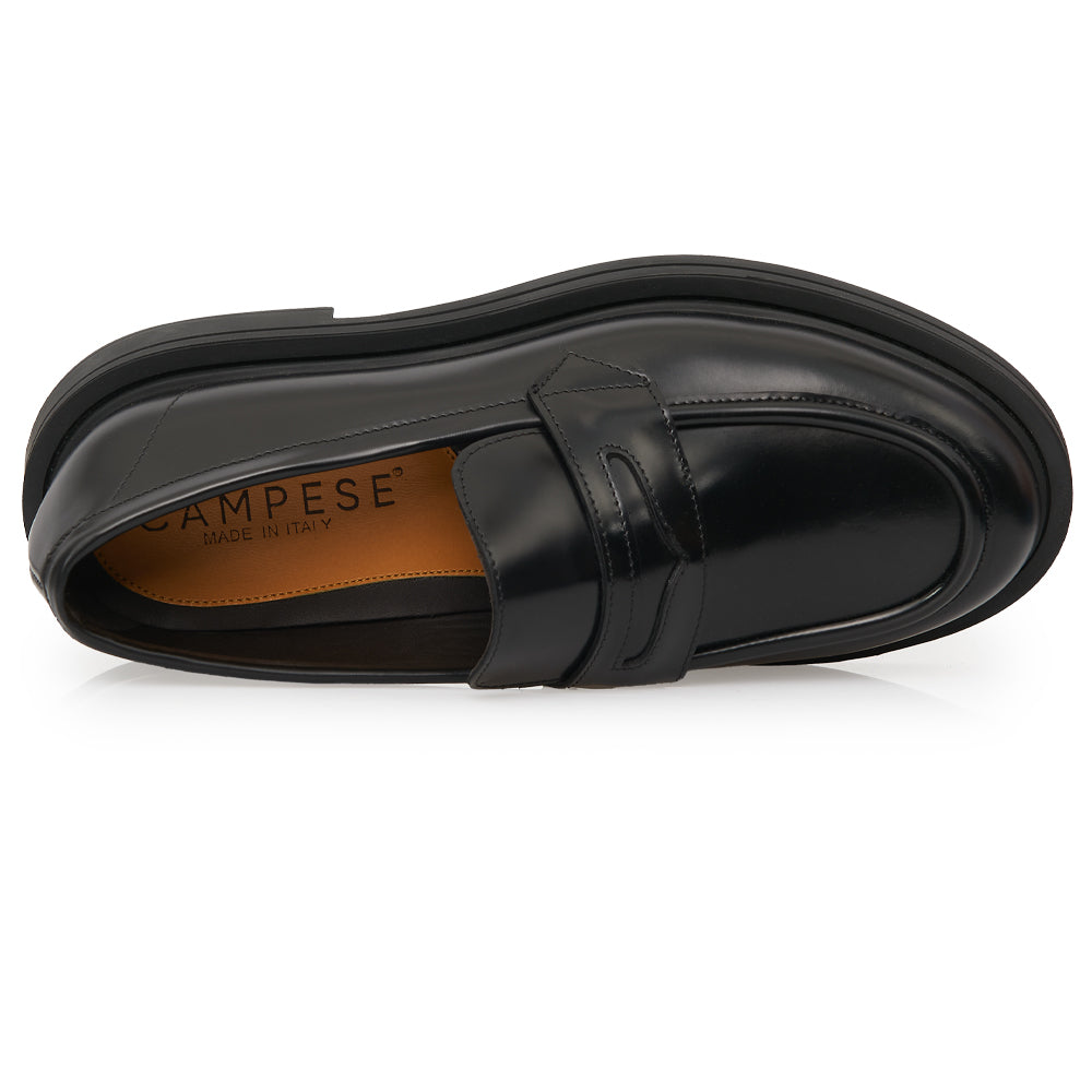 Mocassino Penny Loafer in Pelle Spazzolata Nera
