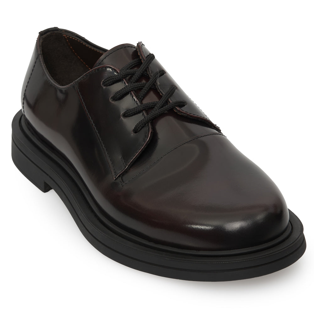 Scarpa Stringata Derby in Pelle bordeaux