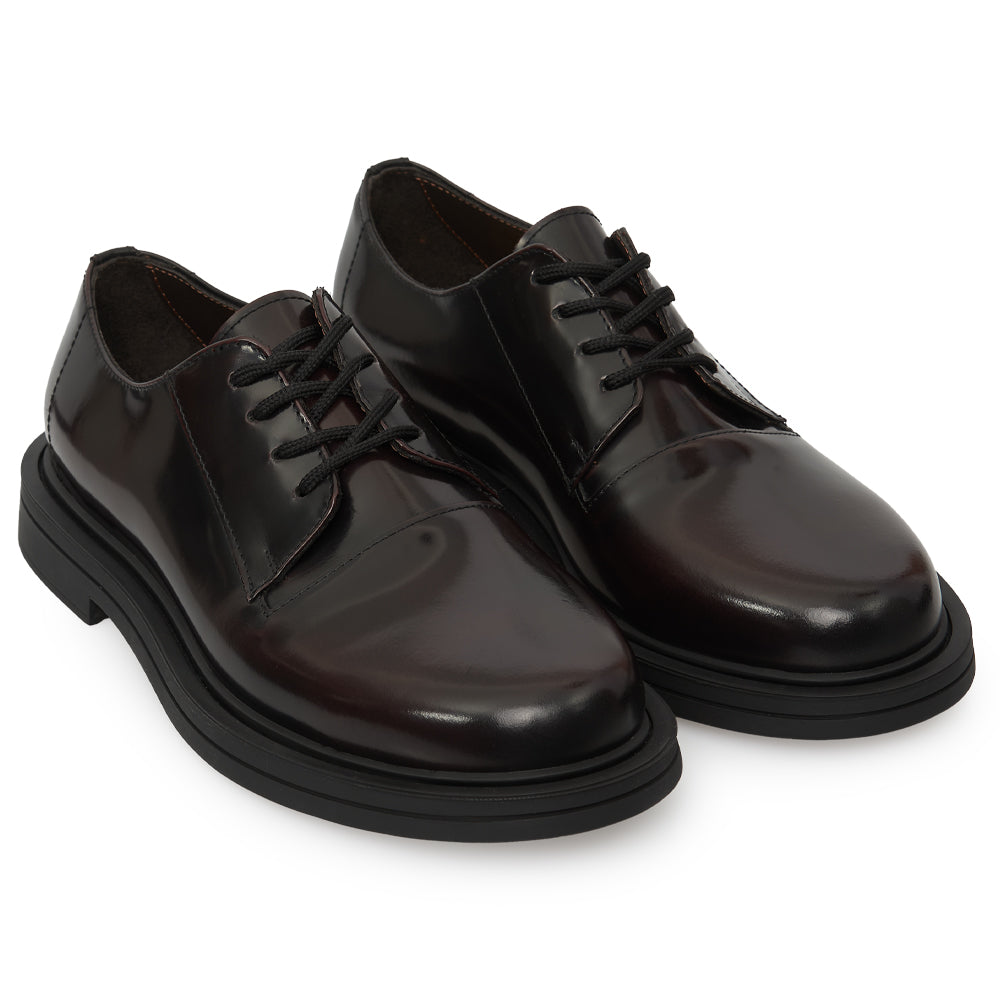 Scarpa Stringata Derby in Pelle bordeaux